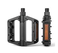 Caswynlife s Pedales de bicicleta, aleación de aluminio con picos antideslizantes de doble cara, eje de acero cromado ligero para ciclismo MTB de carretera, tiras de seguridad reflectantes, negro