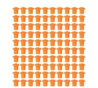 Caswynlife Seguridad de hongos naranjas para postes en T, 100 protectores de postes de valla de plástico resistente, protectores de sitio de construcción de alta visibilidad para rieles de 10 a 25 m