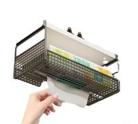 Caswynlife Soporte para caja de pañuelos montado en la pared para almacenamiento debajo del gabinete con dibujo suave y base antideslizante diseñado para pañuelos faciales y uso en rollos de cocina