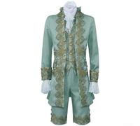 Caswynlife Traje de cosplay de caballero británico para hombre, traje rococó victoriano renacentista Tudor, conjunto de abrigo y chaleco de estilo vintage, disfraz de recreación histórica (L, verde)