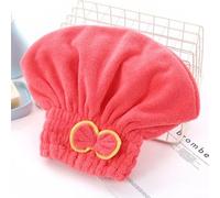 Caswynlife Turbante de microfibra para el cabello, terciopelo coral de secado rápido para mujer, sombrero suave y absorbente para la cabeza, 29 x 30 cm, ajuste seguro con botón y bucle (rojo sandía)