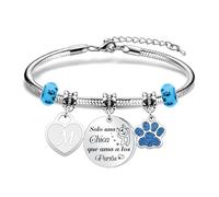 Casxyue Pulseras Perros Para Mujer y Chica Solo Una Chica Que ama a Los Perros Colgante de Corazón A-Z 26 Letras Inicial Plata Joyas Regalos Para Amantes de Los Perros (M)