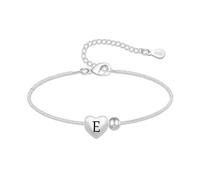Casxyue Regalos Originales para Mujer 925 Pulsera Plata con Letras Iniciales para mujer Regalos Cumpleaños Navidad Madre Mama Amiga Hermana Hija (E)