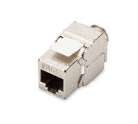 Cat 5e Keystone Jack shielded RJ45 to LSA tool free connection in able tie Silver