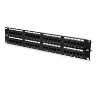 CAT 6 patch panel, unshielded, 48-port RJ45, 8P8C, LSA, 2U, rack mount, bl, 482x44x109 mm