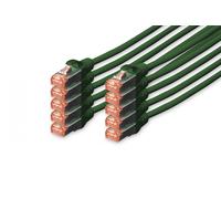 DIGITUS Cable LAN Cat 6 - 0.25m - 10 Piezas - Cable de red RJ45 - S/FTP Blindado - Compatible con Cat 6A y Cat 7 - Verde