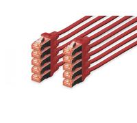 CAT 6 S-FTP patch cord, Cu, LSZH AWG 27/7, length 0.25 m, 10 pieces, color red