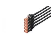 CAT 6 S-FTP patch cord, Cu, LSZH AWG 27/7, length 10 m, 5 pieces, color black