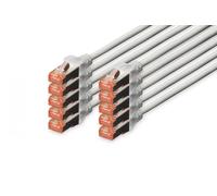 CAT 6 S-FTP patch cord, Cu, LSZH AWG 27/7, length 5 m, 10 pieces, color grey