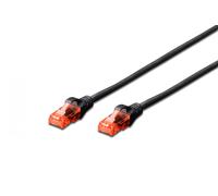 DIGITUS Cable LAN Cat 6 - 0,25m - Cable de red RJ45 - UTP sin apantallar - Compatible con Cat-6A y Cat-5e - Negro