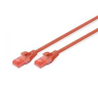 Digitus Cable LAN Cat 6 – 5 m – RJ45 UTP sin apantallar – Compatible con Cat-6A y Cat-5e – Rojo