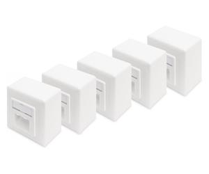 CAT 6 wall outlet, shielded, 2x RJ45 8P8C, LSA, pure white, surface mount, set=5 pcs.