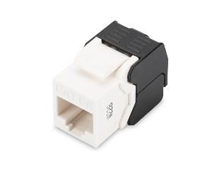 Cat 6A Keystone Jack, unshielded RJ45 to LSA, tool free connection, in able tie white