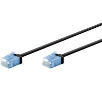 CAT 6A patch cable slim/Ultraflexible RJ45 CAT 6A cable de red U/UTP CU/cable Ethernet delgado con conectores cortos / 10 Gbit/s LSZH, protección contra dobladuras/ 74233, 1m, negro