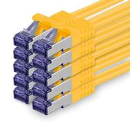 Cat 7 Cable de Red Ethernet LAN - 0,25m - Amarillo - 10 Piezas Cat.7 Sftp Pimf Lszh - 10 GB s RJ45 Connectores Cat6a compatible con Cat5 Cat6 Cat7 Cat8