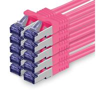 Cat 7 Cable de Red Ethernet LAN - 0,25m - Magenta - 10 Piezas Cat.7 Sftp Pimf Lszh - 10 GB s RJ45 Connectores Cat6a compatible con Cat5 Cat6 Cat7 Cat8