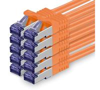 Cat 7 Cable de Red Ethernet LAN - 0,25m - Naranja - 10 Piezas Cat.7 Sftp Pimf Lszh - 10 GB s RJ45 Connectores Cat6a compatible con Cat5 Cat6 Cat7 Cat8