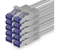 Cat 7 Cable de Red Ethernet LAN - 0,5m - Gris - 10 Piezas Cat.7 Sftp Pimf Lszh - 10 GB s RJ45 Connectores Cat6a compatible con Cat5 Cat6 Cat7 Cat8