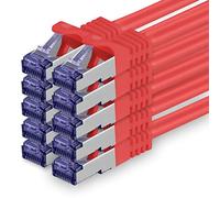 Cat 7 Cable de Red Ethernet LAN - 0,5m - Rojo - 10 Piezas Cat.7 Sftp Pimf Lszh - 10 GB s RJ45 Connectores Cat6a compatible con Cat5 Cat6 Cat7 Cat8
