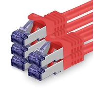 Cat 7 Cable de Red Ethernet LAN - 0,5m - Rojo - 5 Piezas Cat.7 Sftp Pimf Lszh - 10 GB s RJ45 Connectores Cat6a compatible con Cat5 Cat6 Cat7 Cat8