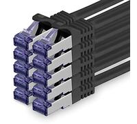 Cat 7 Cable de Red Ethernet LAN - 1,5m - Negro - 10 Piezas Cat.7 Sftp Pimf Lszh - 10 GB s RJ45 Connectores Cat6a compatible con Cat5 Cat6 Cat7 Cat8