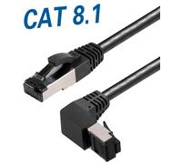 Cat 8.1 patch cable rj45 plug, straight to rj45 plug, angled down, 0,5