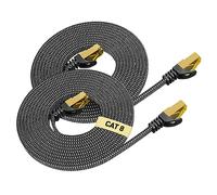 Cat 8 Cable Ethernet 2M 2Pcs, ARISKEEN Cat8 Cable Trenzado Plano de Alta Velocidad(40Gbps 2000Mhz/s) Gigabit Rj45 STP Red de Internet Blindada Cable de Conexión Lan para,Módem,Enrutador,Computadora,PC