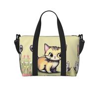 Cat and Butterfly - Bolso bandolera de mano para mujer, bolso de mano casual con cremallera, adecuado para el trabajo, viajes, fitness, viajes