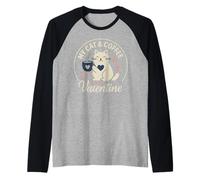 Cat and Coffee is My Valentine's Day Hombres Mujeres Niños Camiseta Manga Raglan