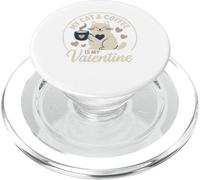 Cat and Coffee is My Valentine's Day Hombres Mujeres Niños PopSockets PopGrip para MagSafe