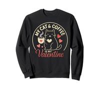 Cat and Coffee is My Valentine's Day Hombres Mujeres Niños Sudadera
