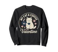 Cat and Coffee is My Valentine's Day Hombres Mujeres Niños Sudadera