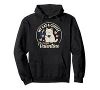 Cat and Coffee is My Valentine's Day Hombres Mujeres Niños Sudadera con Capucha