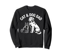 Cat and Dog Dad Fur Baby Father Hombres Negro Sudadera