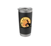 Cat And Moon Funny Kitty Animal Scary Halloween Costume Vaso térmico de acero inoxidable de doble pared
