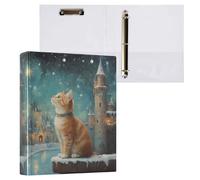 Cat and Star - Carpeta de 3 anillas de 1.5 pulgadas, organizador de documentos de material PVC con anillo en D y bolsillo transparente para suministros de oficina, 1 paquete