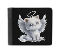 Cat Angel Wings - Cartera plegable para hombre, diseño de alas de ángel