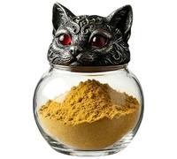Cat Apothecary Jars | Retro Seasoning Container | Witchy Cat Head Jars | for Home Pagans Wiccans Collectors Apartment Pantry Cabinet Shelves Kitchen Dining Room Countertop