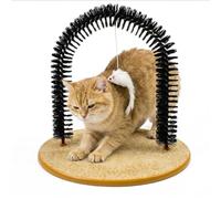 Cat Arch Scratcher, Cat Arch Self Groomer, Arch Brush for Back Grooming, Hair Cleaner Pads, Rubbing Post & Toy, Foldable Design for all Cats Breeds