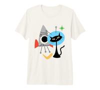 Cat Astronaut Space Retro Atomic Age Mid-Century Modern Camiseta Premium