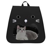 Cat Backpack Carrier, Breathable Pet Carrier, 13.78x12.2x11.42 Inch Comfortable Design, Smiling Face, Foldable Puppy Backpack Outdoor Travel Bag for Cats Dogs