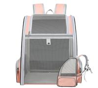 Cat Backpack, Portable Pet Carrier, Large Caliber Opening, Black, Pink, Non Slip Bottom Plate, Comfortable Travel Bag for Small to Medium Sized Animals