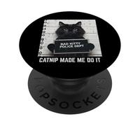 Cat Bad Police Dept Catnip Funny Kitten Hombres Mujeres Niños PopSockets PopGrip Adhesivo