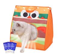 Cat Bag Carrier, Foldable Ventilated Cooling Case with Built-In Ice Pack, Portable Travel Holder, Ideal for Bike, Car, Camping, Airline, Indoor, Outdoor Pet Travel, 38.5x30x40cm Pink Green Orange