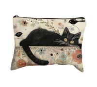 Cat Bag, Makeup Pouch, Large Capacity Cosmetic Organizer, Cute Vintage Case, Zippered Storage Handbag with Stylish Design for Women Toiletry Stationery Birthday, 8,66inch, Multicolor, Se