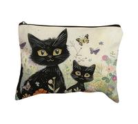 Cat Bag, Makeup Pouch, Large Capacity Cosmetic Organizer, Cute Vintage Case, Zippered Storage Handbag with Stylish Design for Women Toiletry Stationery Birthday, 8,66inch, Multicolor, Se