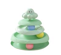 Cat Ball Track Toy, 3-Tier Roller, PP, Stainless Steel Exercise, Treat Puzzle, Interactive, Scratcher, Hunting Game, Indoor/Outdoor, Boredom Buster, 7.87x7.87x7.87 Inches