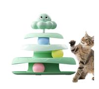 Cat Ball Track Toy, Three-Layer Interactive Tower, Exercise Puzzle Game, Enrichment Hunting Scratcher, Indoor Outdoor Toys for Small Spaces and Bored Cats, 7.87x7.87x7.87 Inches