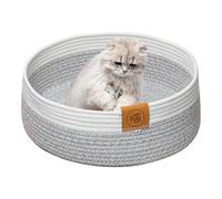 Cat Basket Bed, Pet Cotton Sleeping Scratcher Nest, 15,75 in Indoor Cat Mat with Scratching Board, Cozy Rope Design for Napping, Lounging, Claw Care, Home, Living