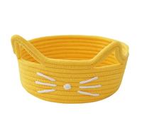 Cat Basket, Woven Cotton Rope Storage Basket, 9.06x3.94 inches Small Round Laundry Organizer, Soft Decorative Box for Livingroom, Bedroom, Pet Area, Towels & Blankets